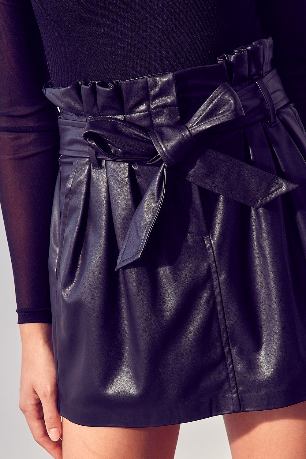SIBA BLACK LEATHER SKIRT