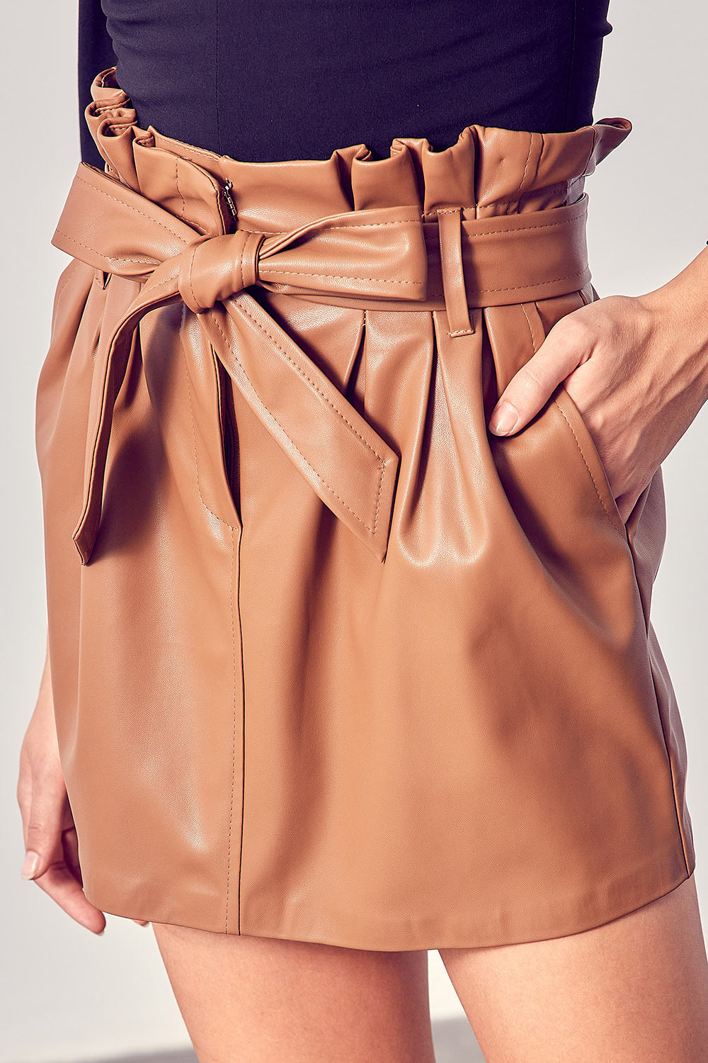 SIBA MOCHA LEATHER SKIRT